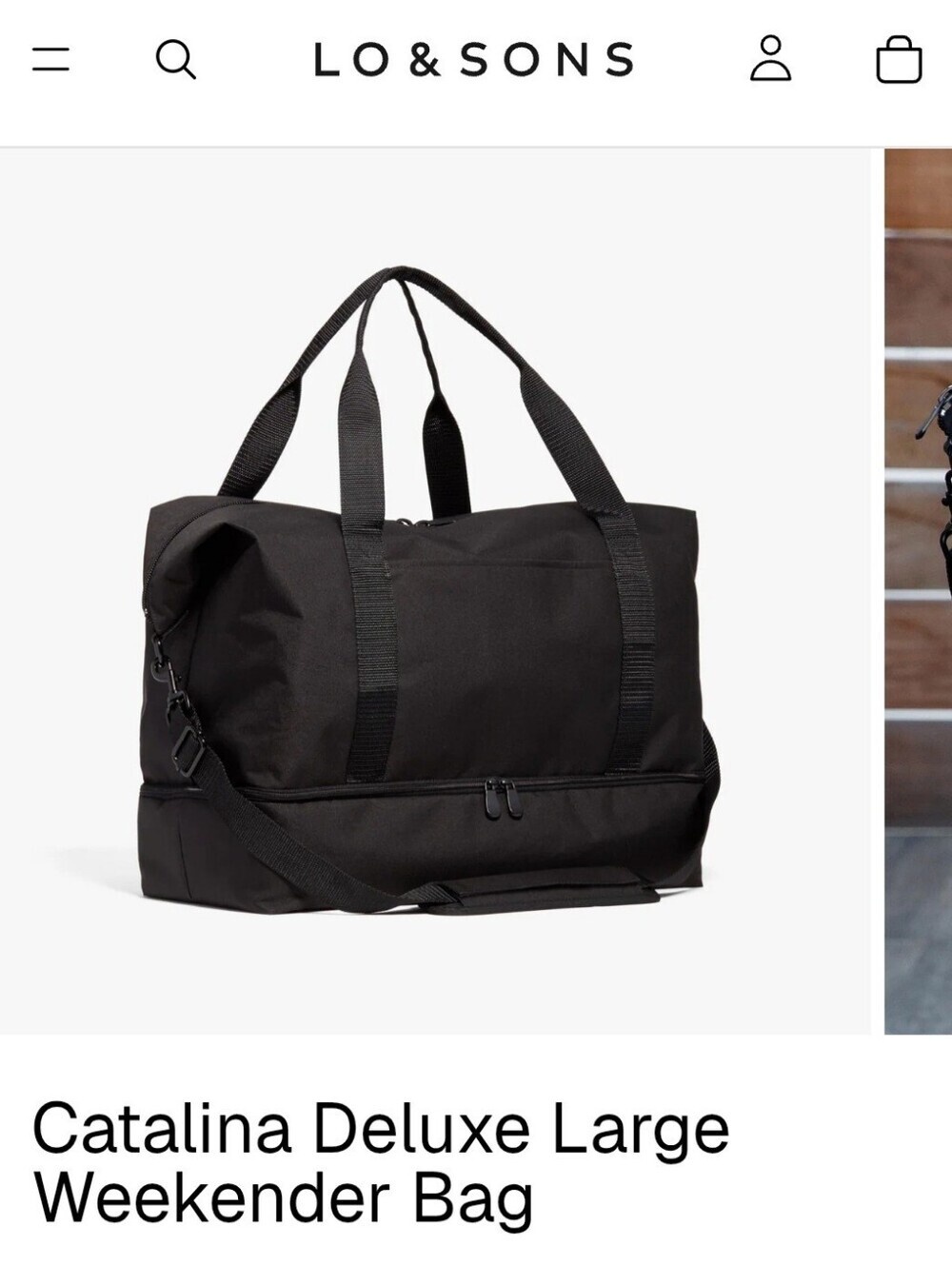 EC Lo & Sons Catalina Deluxe Large Black Weekender Tote W/Detachable Strap - Picture 2 of 15